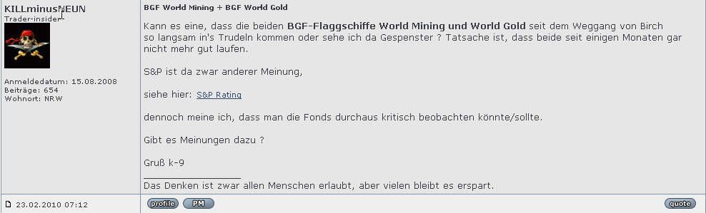 Post zum BGF WorldMining